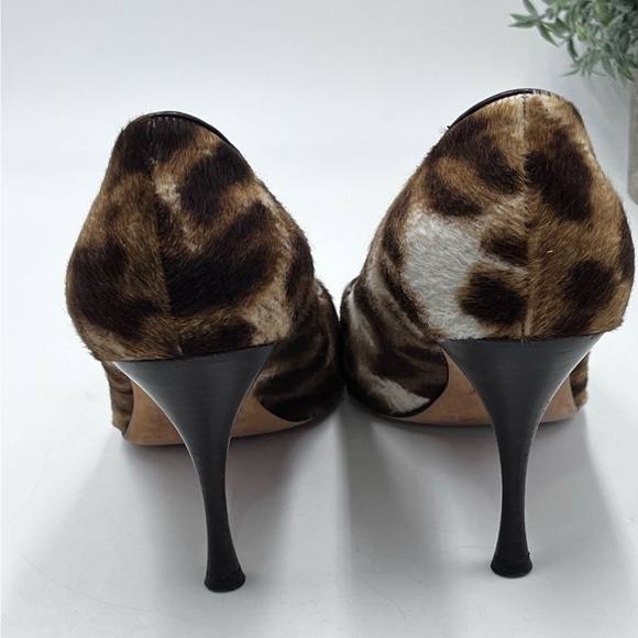 Cole Haan Collection Signature Pony Hair Leopard Print Brown Slip on Heels 9.5 - Picture 6 of 16